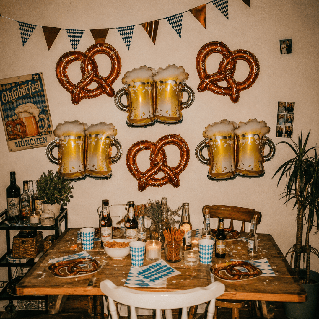 Oktoberfest Ballons – 6er Set Brezel & Bierkrug XXL - TwentyFourParty