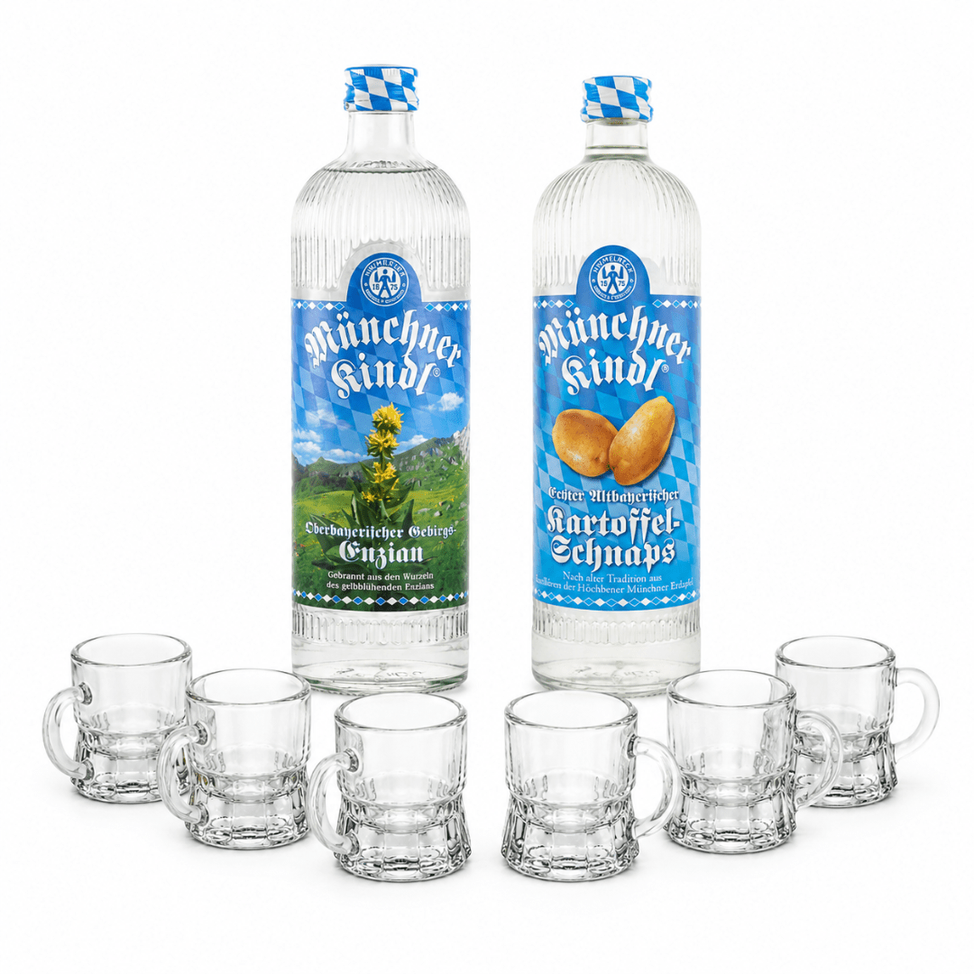 Oktoberfest Shot Paket mit 2 Schnäpsen & 6 Shotgläsern - TwentyFourParty