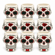 Original SALITOS Tequila Skull Shot Cups Keramik 9 Stück - TwentyFourParty