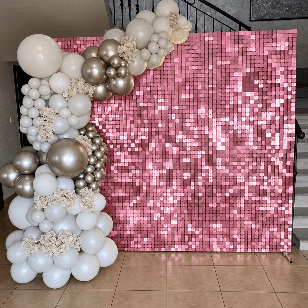 Pailletten Hintergrundplatte Rosa 30 x 30 cm - TwentyFourParty