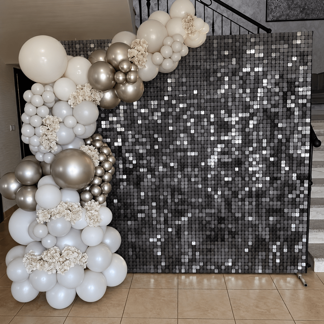 Pailletten Hintergrundplatte Schwarz 30 x 30 cm - TwentyFourParty