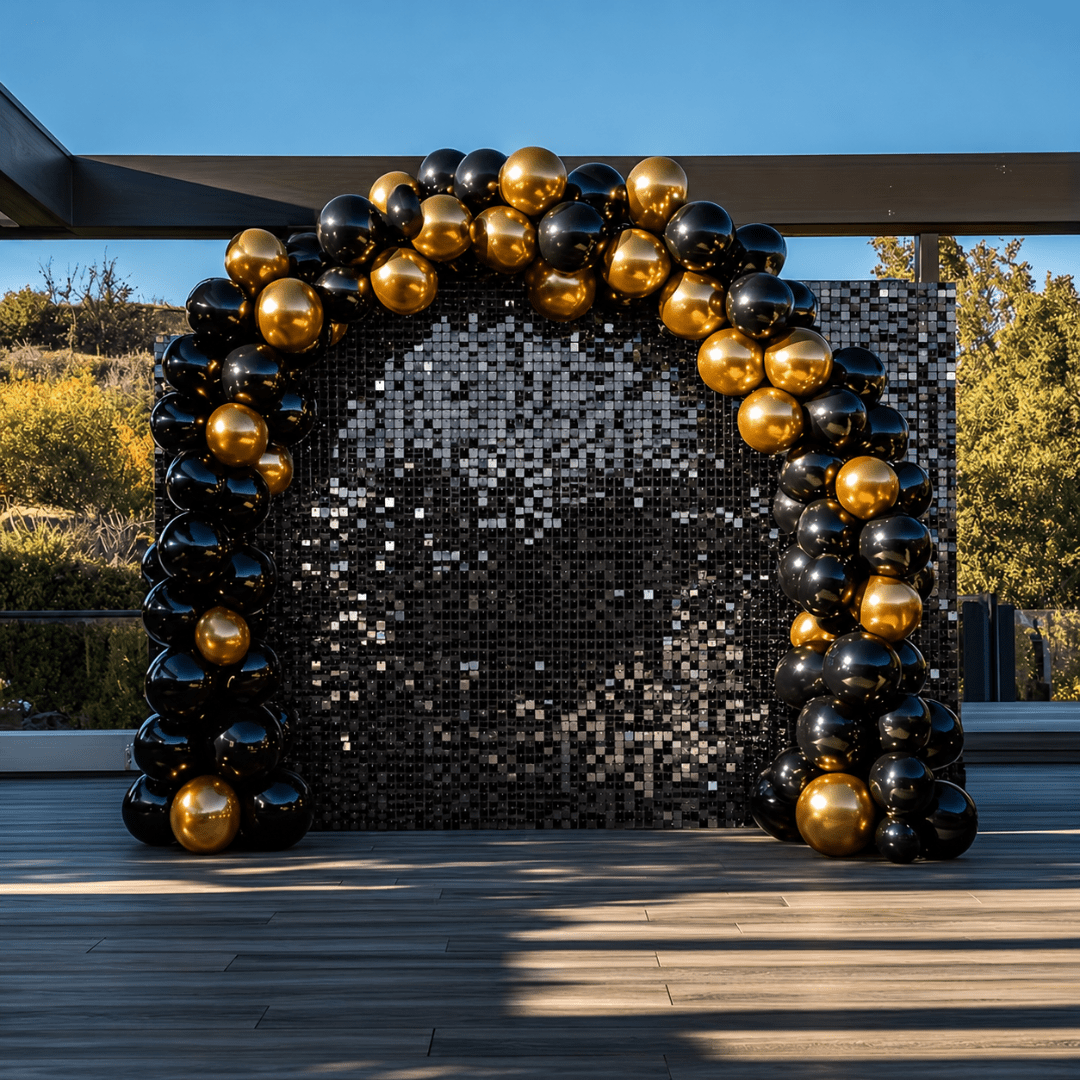Pailletten Hintergrundplatte Schwarz 30 x 30 cm - TwentyFourParty