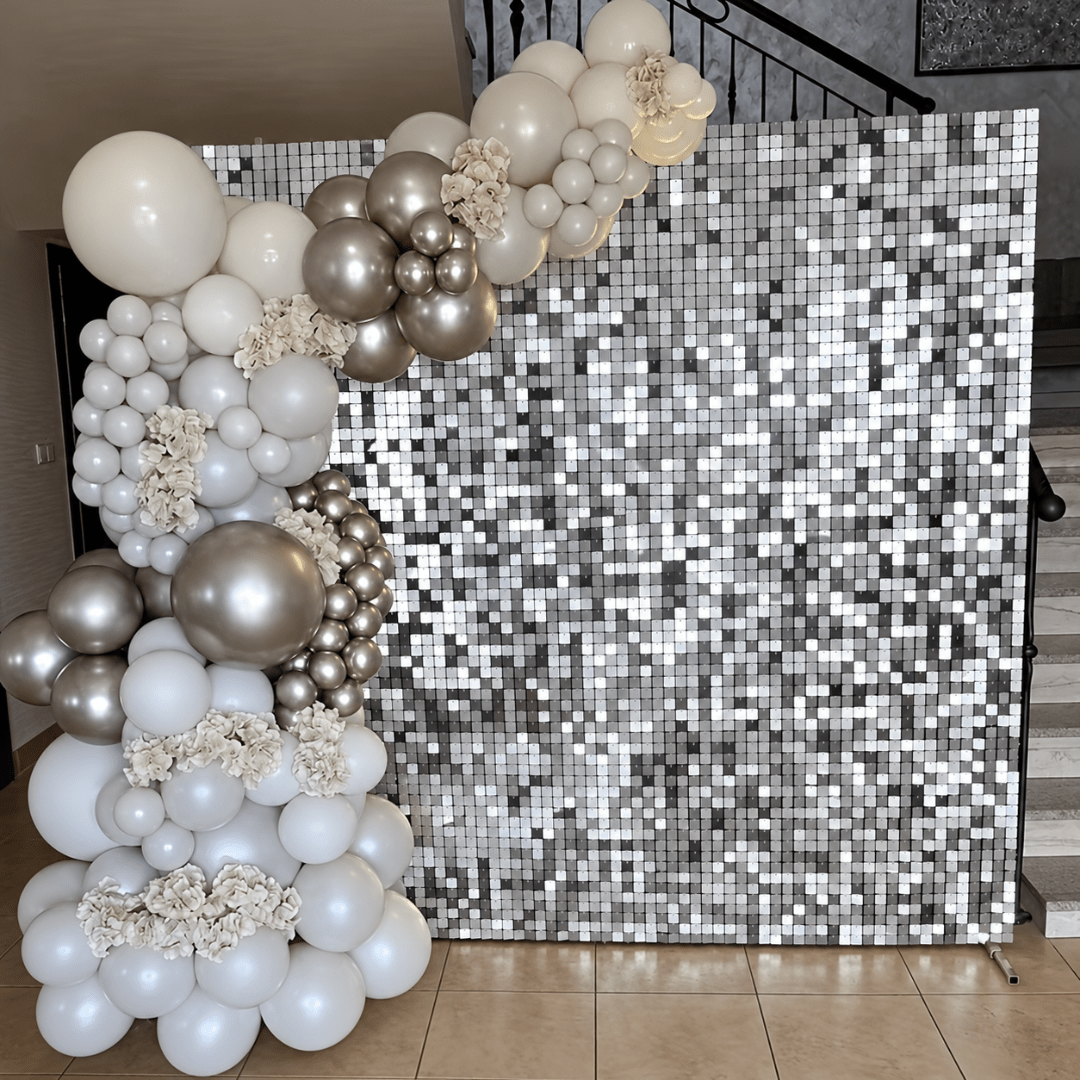 Pailletten Hintergrundplatte Silber 30 x 30 cm - TwentyFourParty