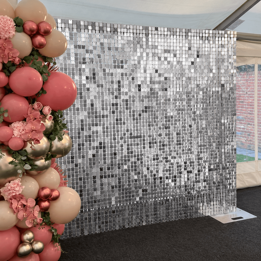 Pailletten Hintergrundplatte Silber 30 x 30 cm - TwentyFourParty