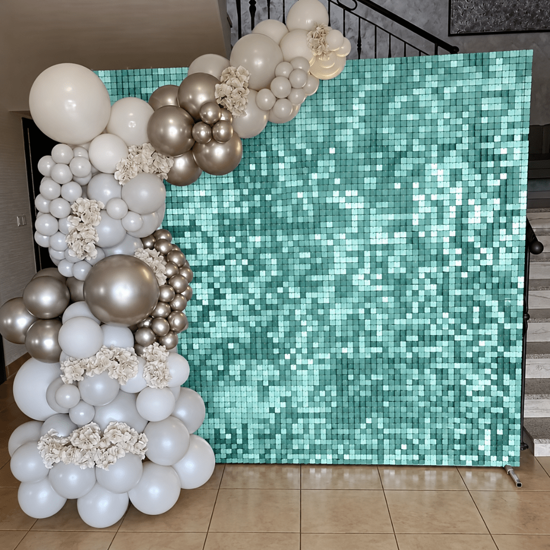 Pailletten Hintergrundplatte Türkis 30 x 30 cm - TwentyFourParty