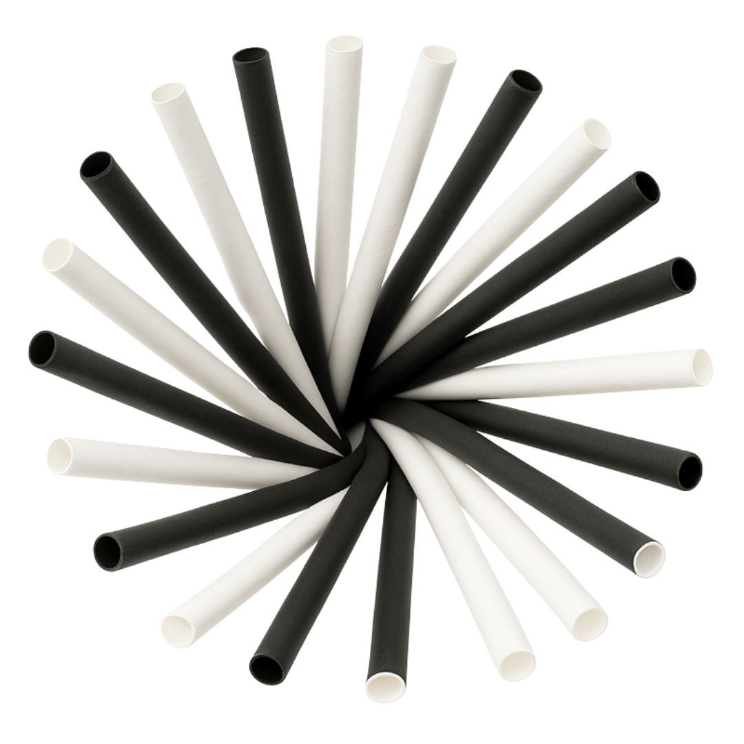 Papierstrohhalme Schwarz - Weiß 250 Stück - TwentyFourParty