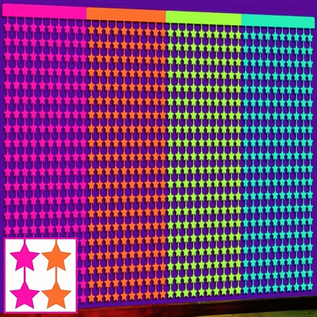 Partyvorhang Neon - Sterne - TwentyFourParty