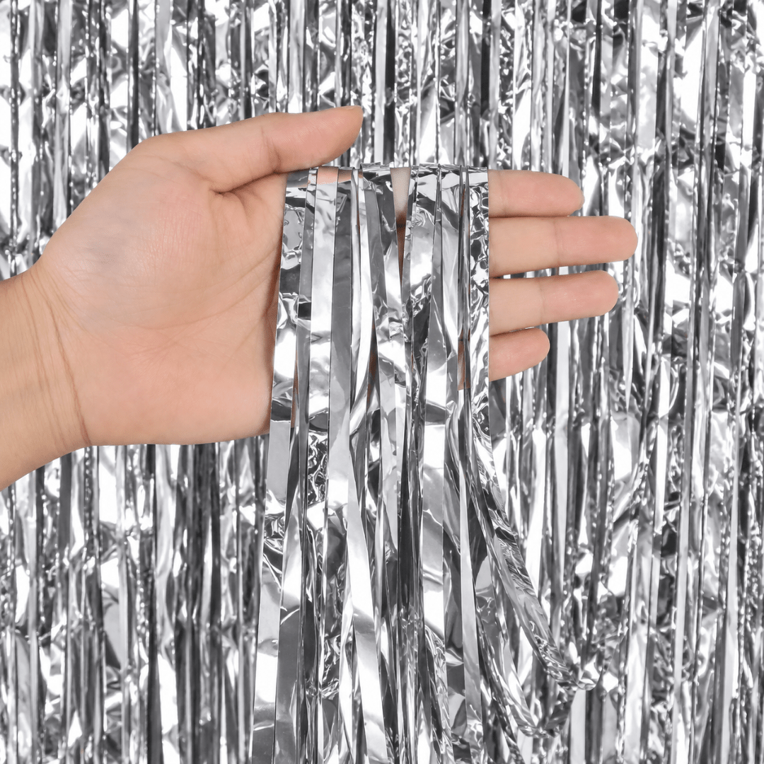 Partyvorhang Silber 90 x 250 cm - TwentyFourParty