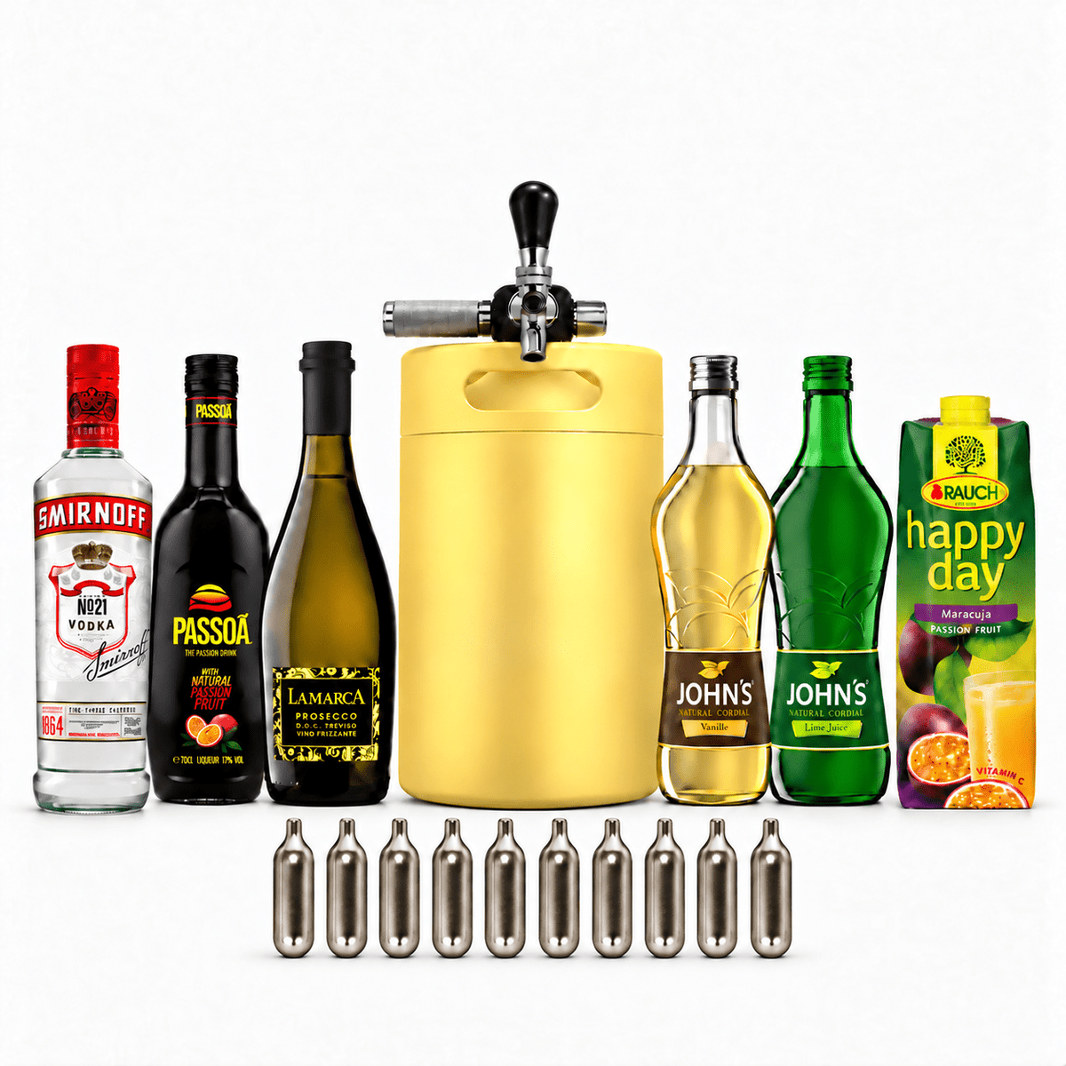 Pornstar Martini Fass-Set – Keggo Mini Keg 4 l mit allen Zutaten - TwentyFourParty