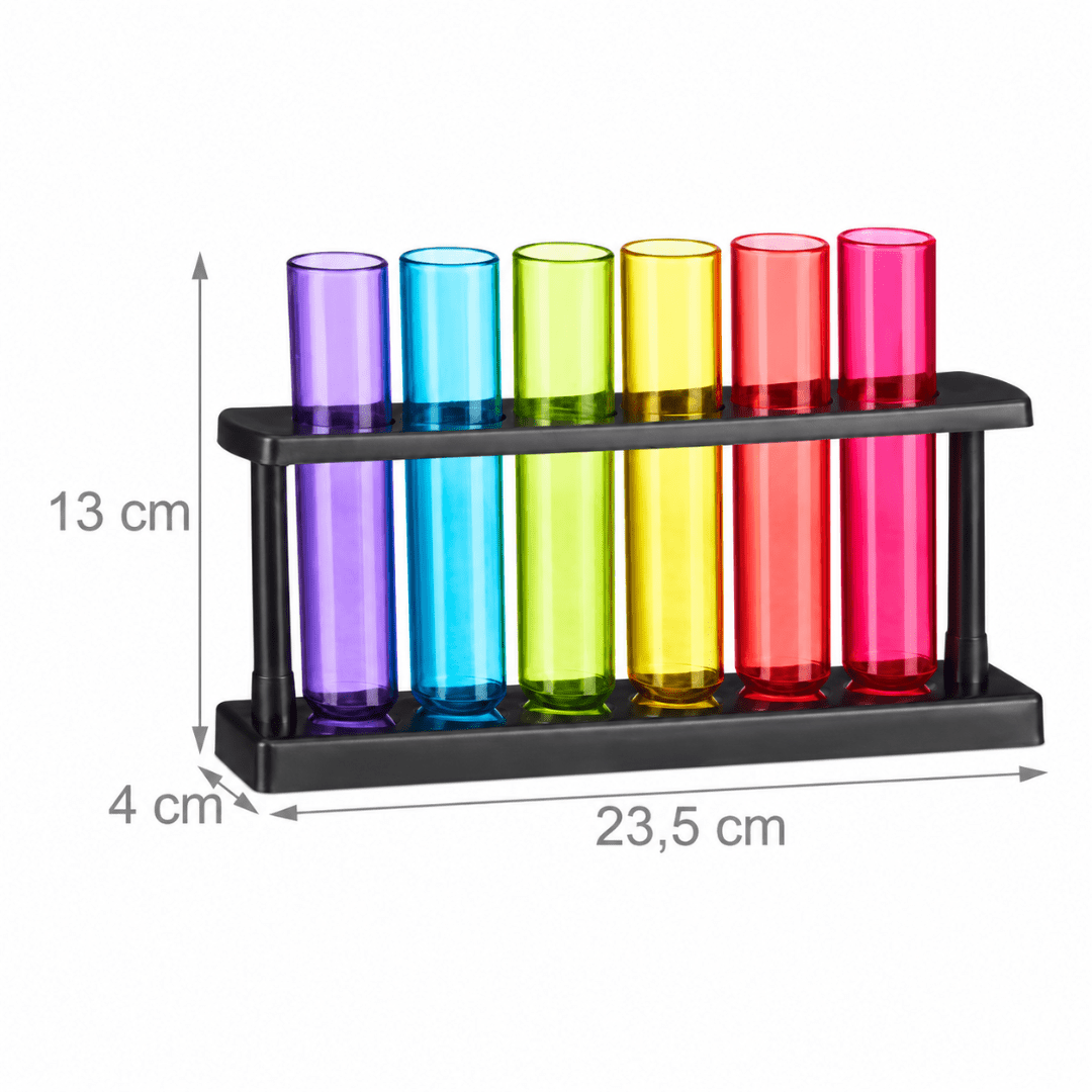 Reagenzglas Shotgläser mit Halter 4 cl 6 Stück - TwentyFourParty