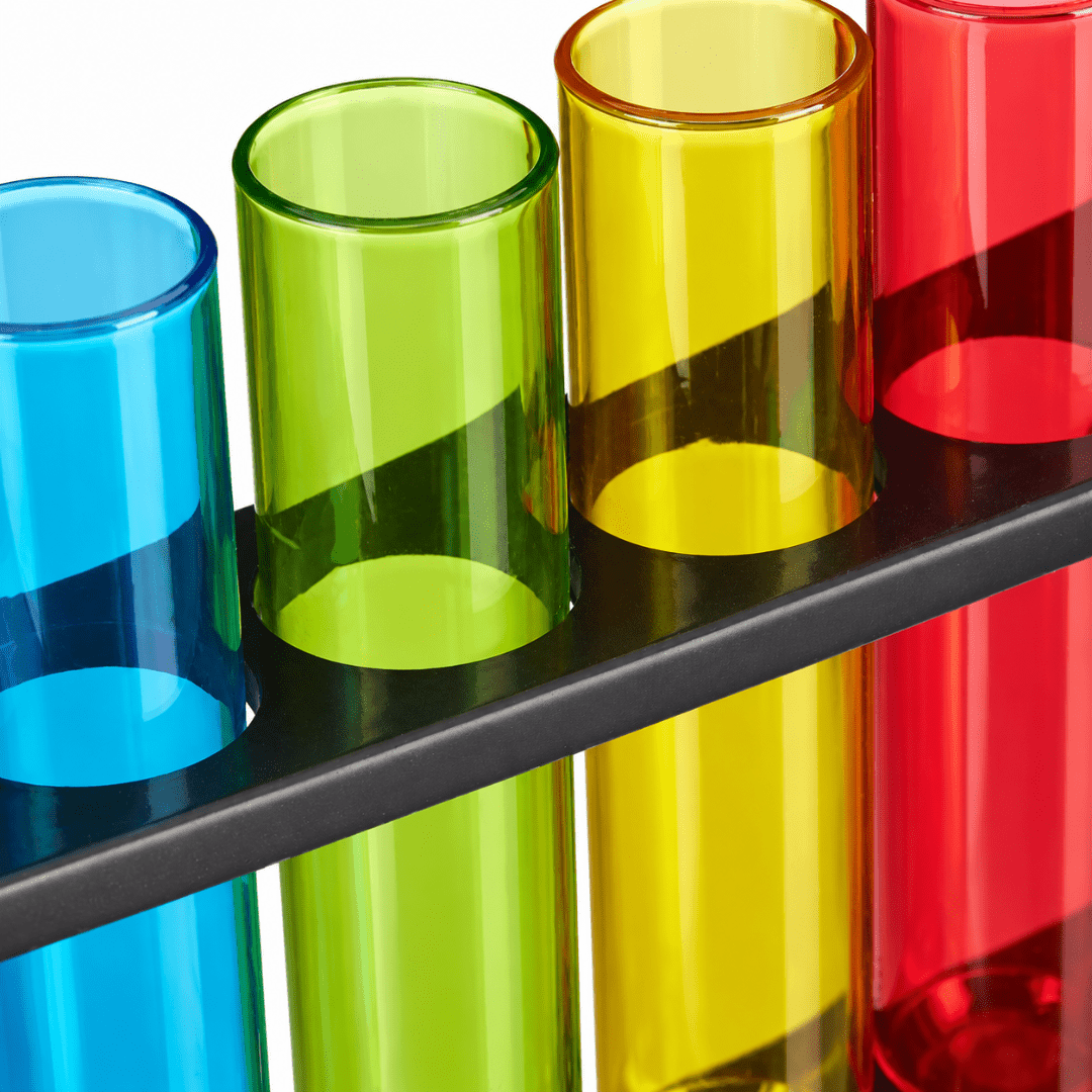 Reagenzglas Shotgläser mit Halter 4 cl 6 Stück - TwentyFourParty