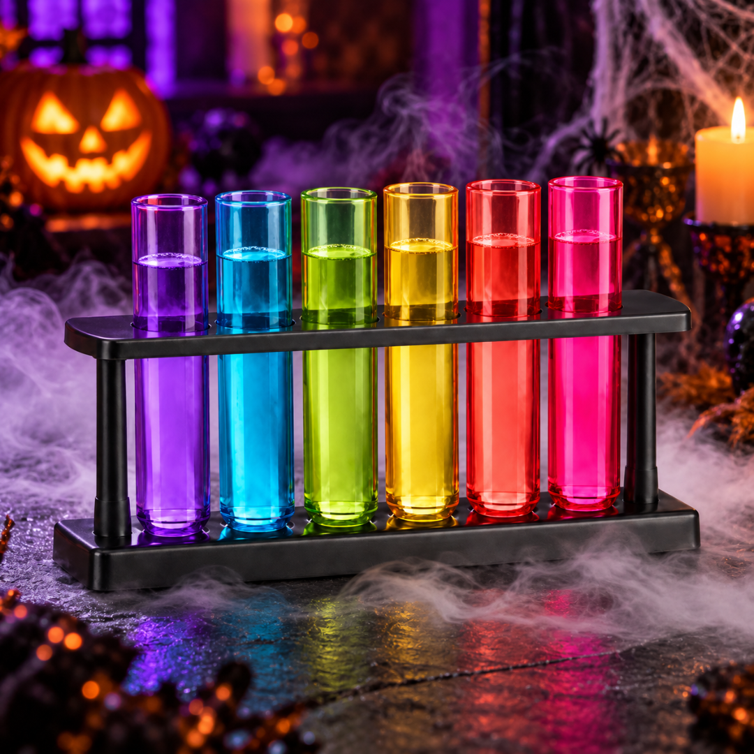 Reagenzglas Shotgläser mit Halter 4 cl 6 Stück - TwentyFourParty