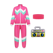 Retro Jogginganzug Unisex Rosa – 70er Style Set mit Ghettoblaster - TwentyFourParty
