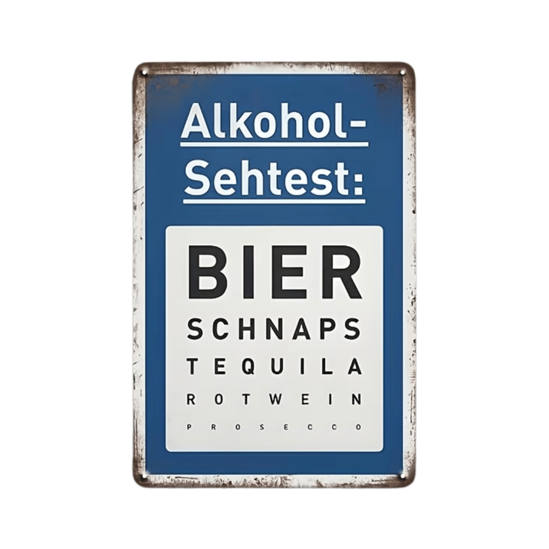 Schild Alkohol - Sehtest - TwentyFourParty