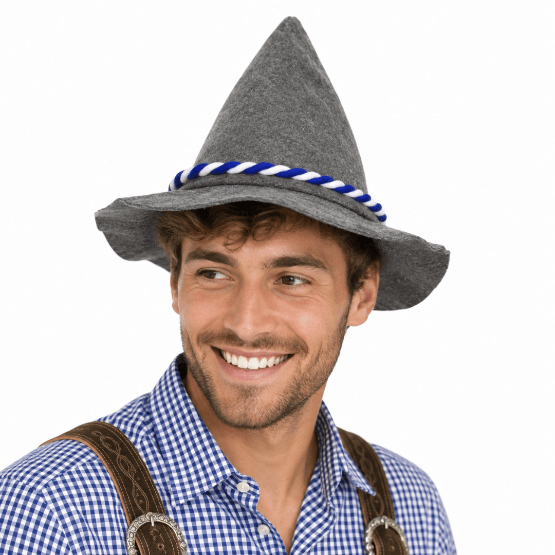Seppelhut Grau mit Blau Weißer Kordel - TwentyFourParty