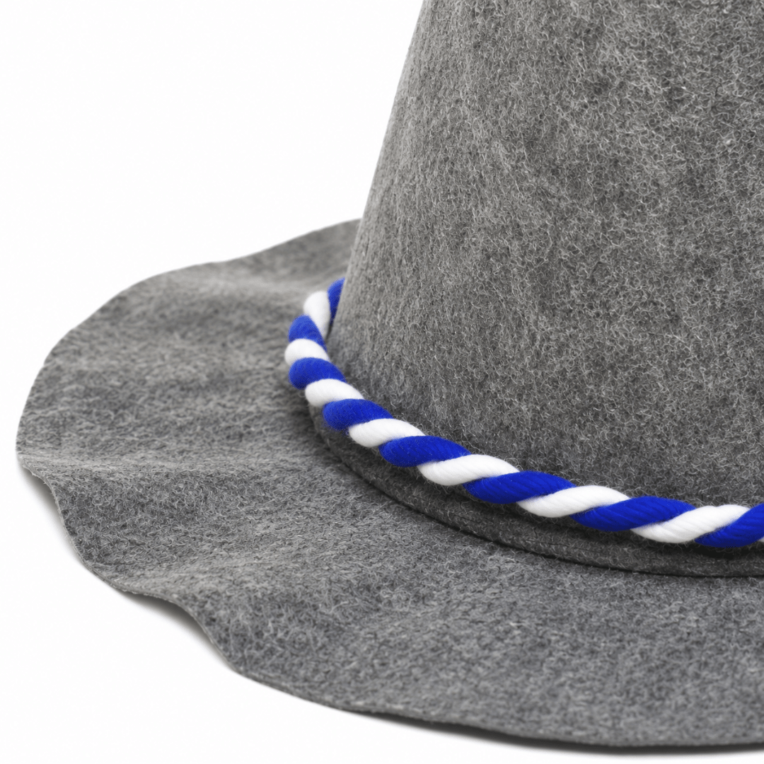 Seppelhut Grau mit Blau Weißer Kordel - TwentyFourParty