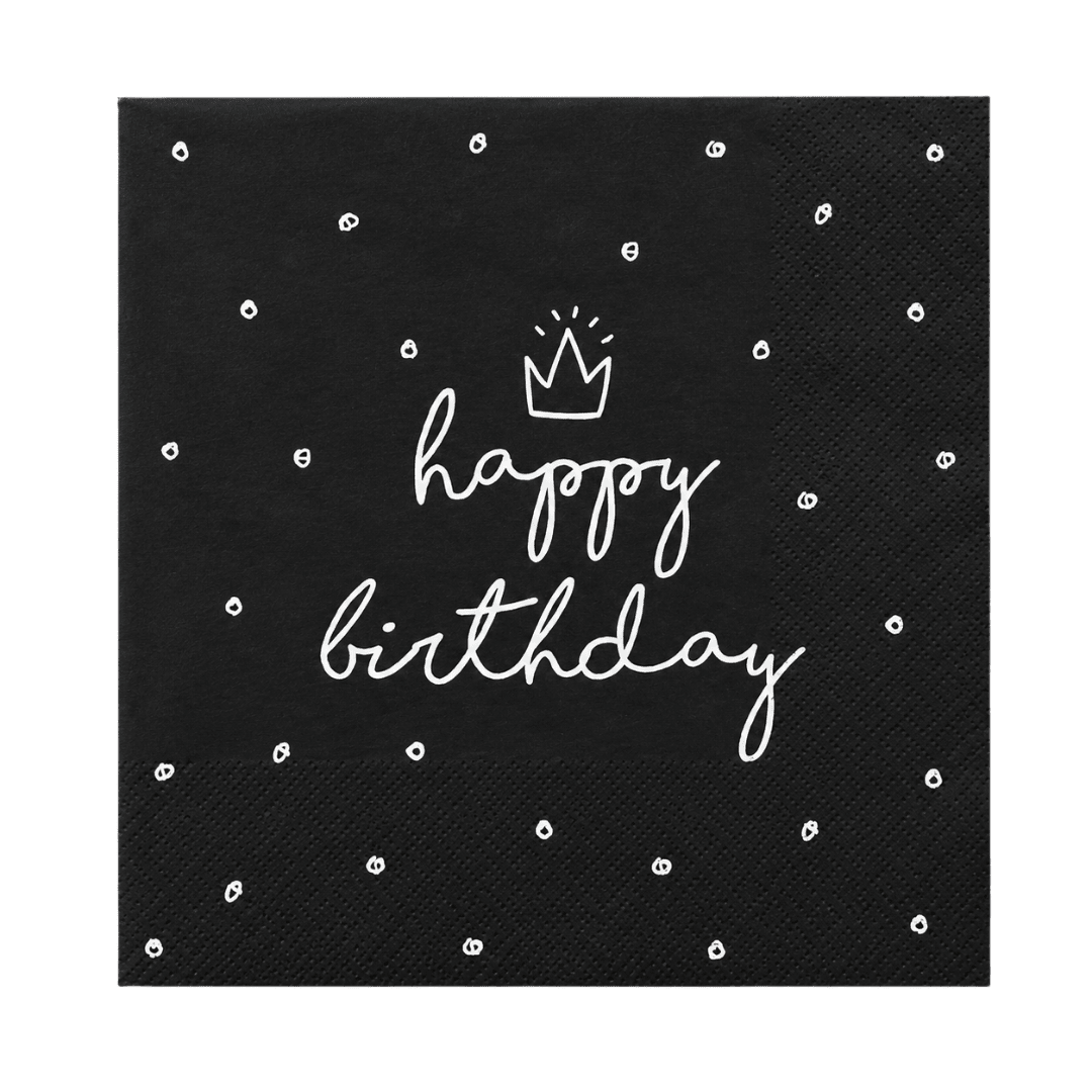 Servietten Happy Birthday mit Krone 20 Stück - TwentyFourParty