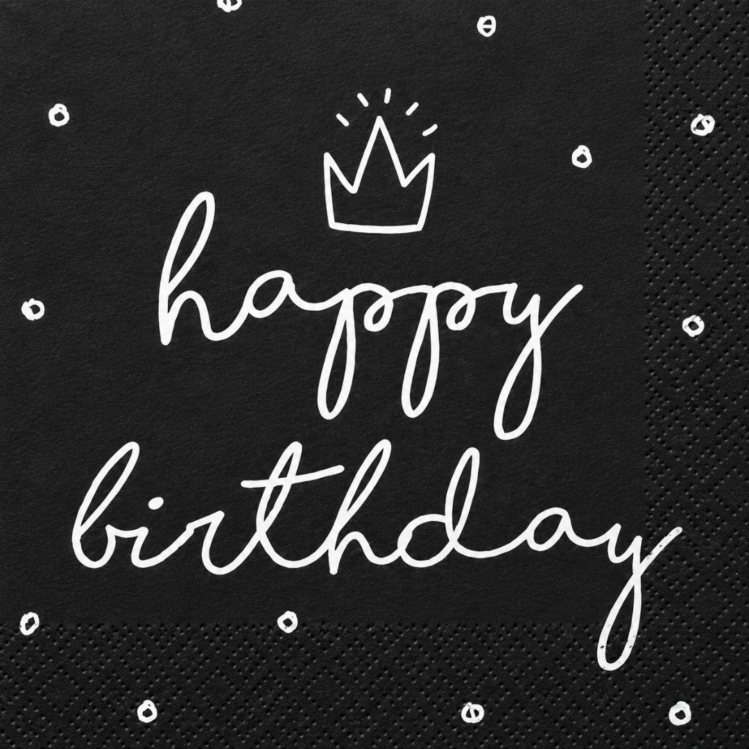 Servietten Happy Birthday mit Krone 20 Stück - TwentyFourParty