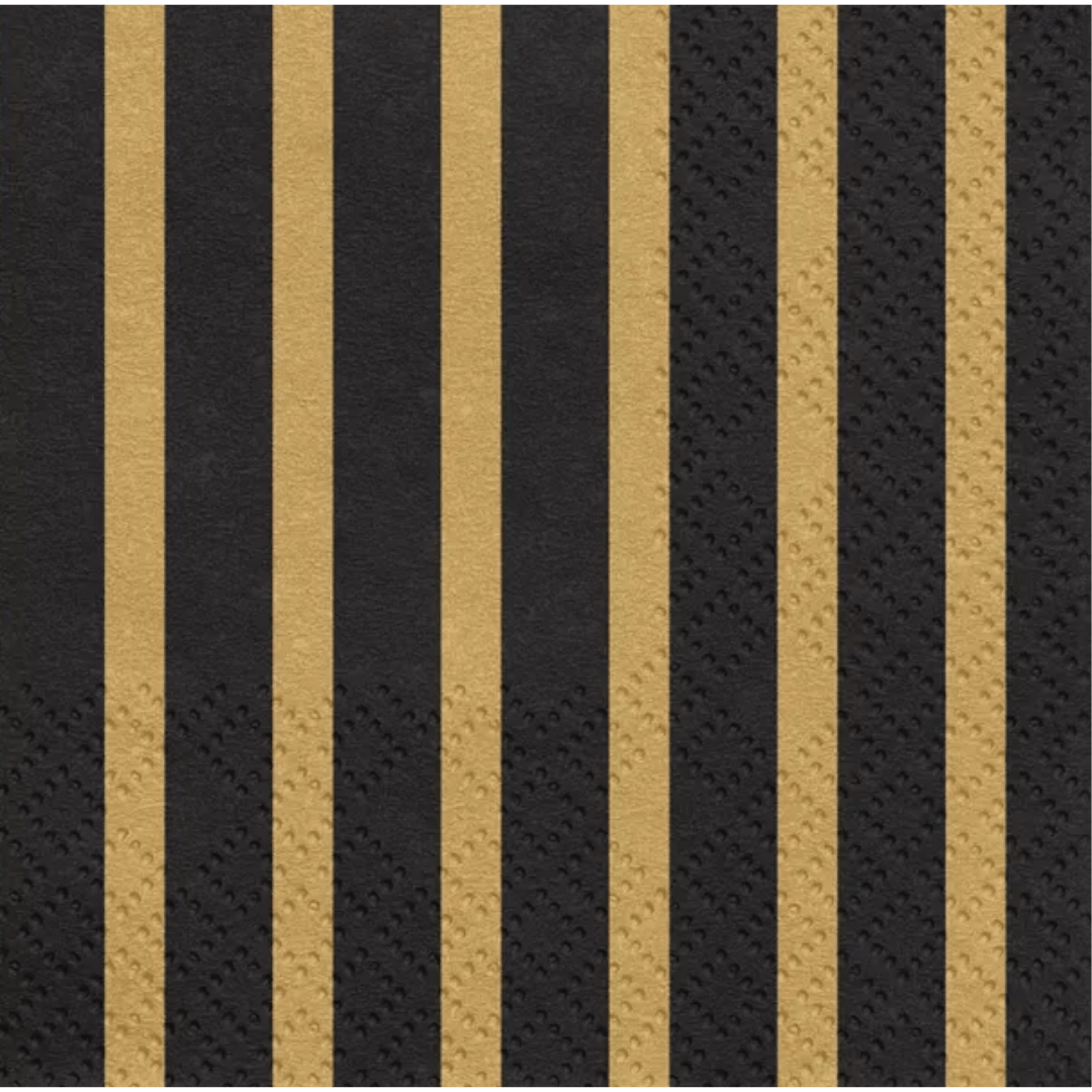 Servietten Schwarz - Gold Gestreift - TwentyFourParty