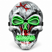 Skull Maske LED Grün – EL Wire Totenkopf Leuchtmaske - TwentyFourParty