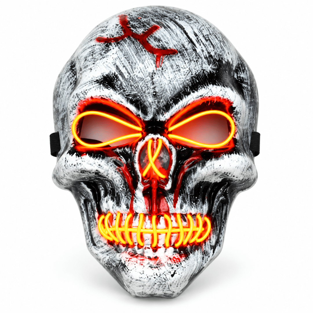 Skull Maske LED Rot – EL Wire Totenkopf Leuchtmaske - TwentyFourParty