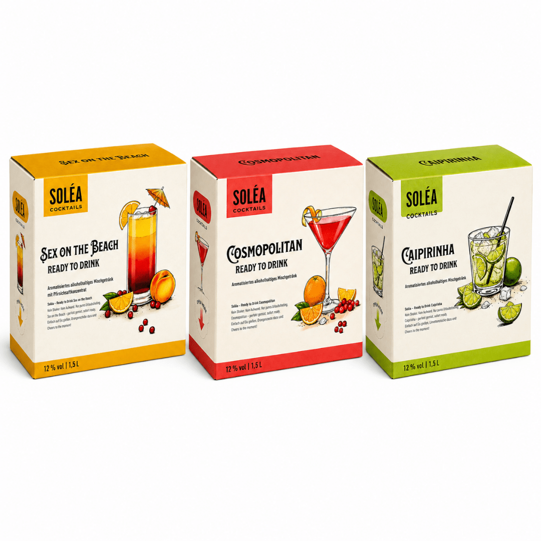 Soléa Cocktail Set – 3 x 1,5 l mit Zapfhahn - TwentyFourParty
