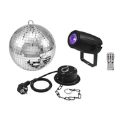 Spiegelkugel Set 20 cm mit Motor & RGBW LED Spot - TwentyFourParty