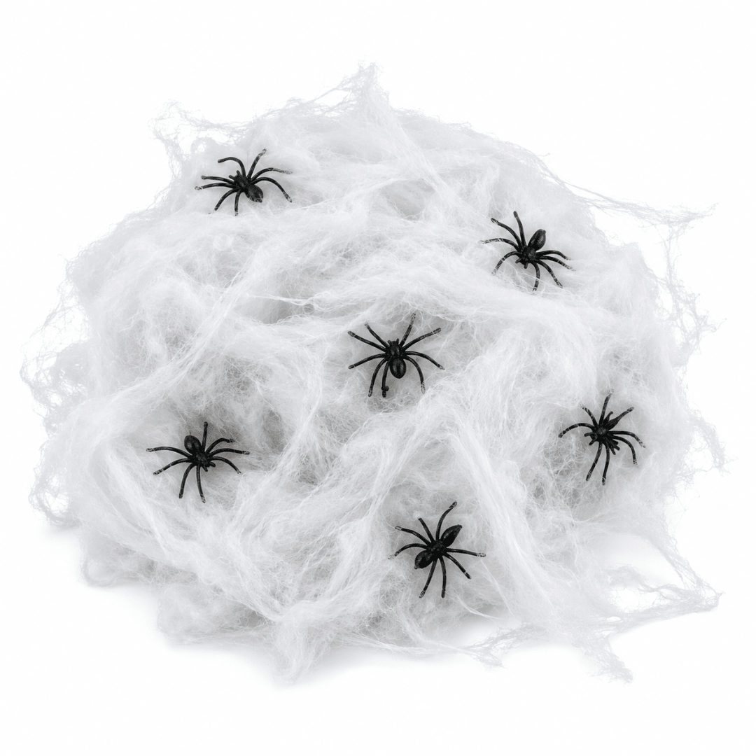 Spinnennetz Deko Weiß mit Spinnen 100 g - TwentyFourParty