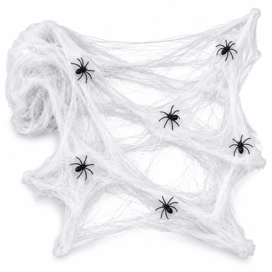 Spinnennetz Deko Weiß mit Spinnen 100 g - TwentyFourParty