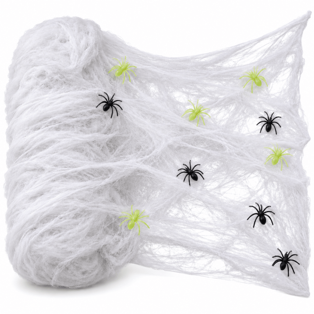 Spinnennetz Deko Weiß mit Spinnen 500 g - TwentyFourParty