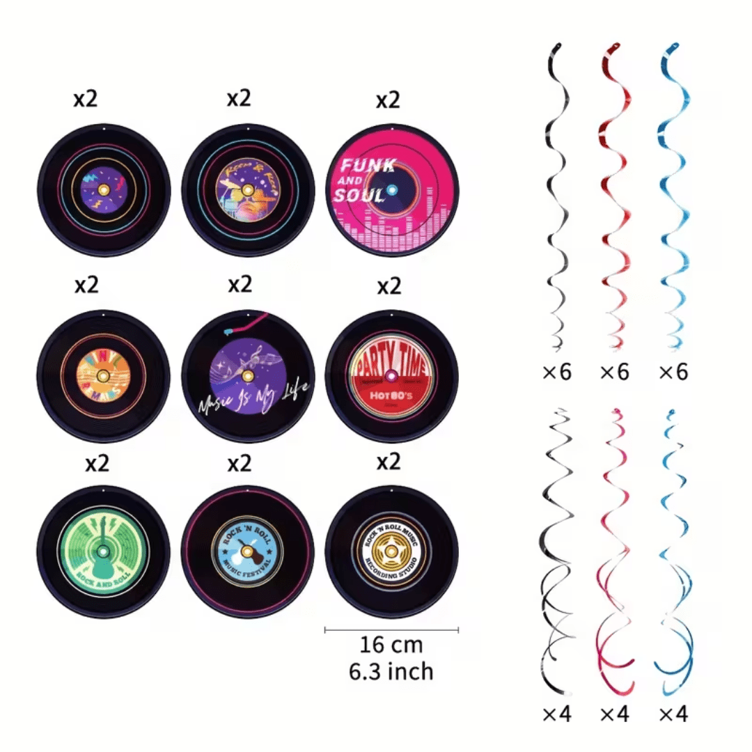 Spiral Hänge Dekorationen Vinyl Platten - TwentyFourParty