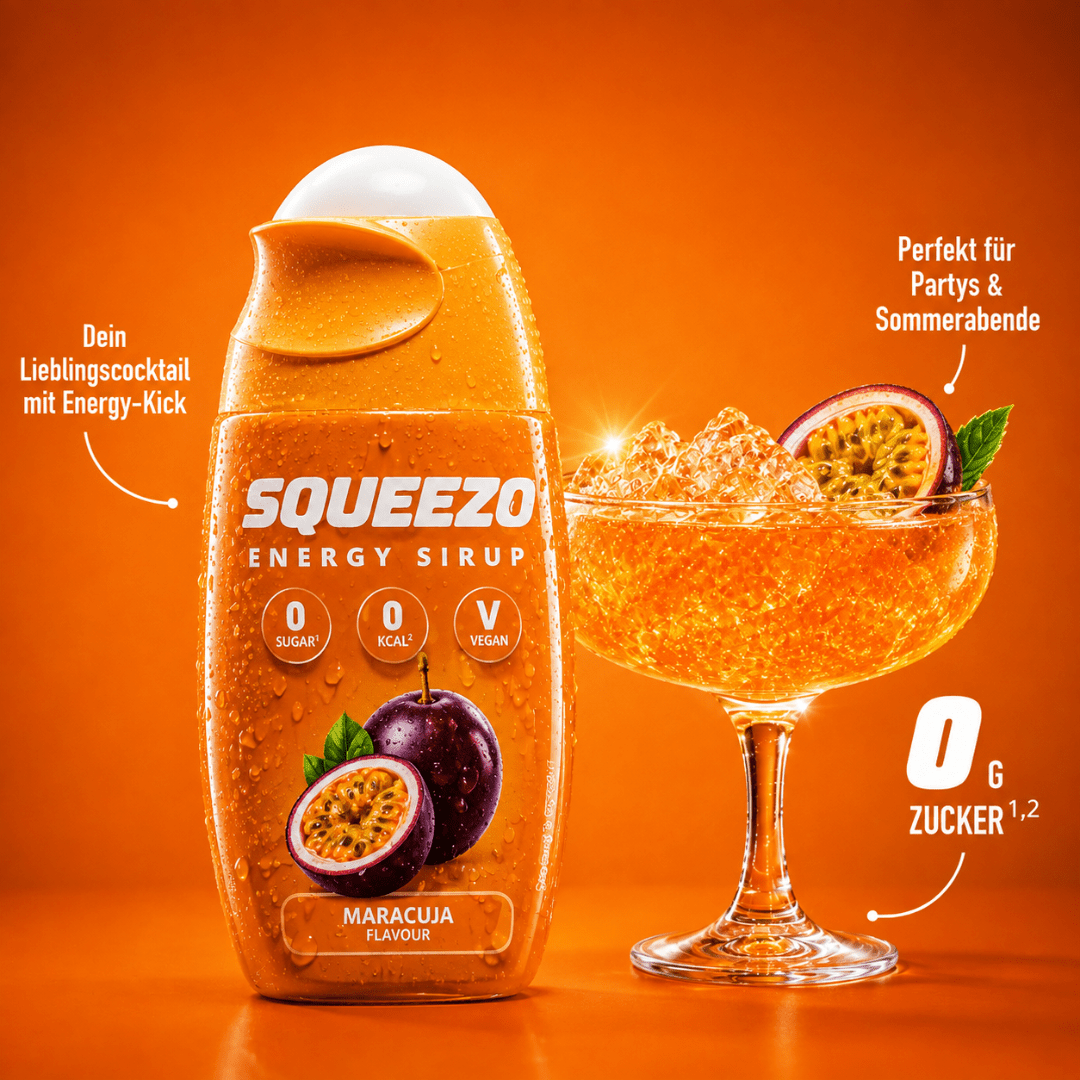 SQUEEZO Maracuja Energy Sirup - TwentyFourParty