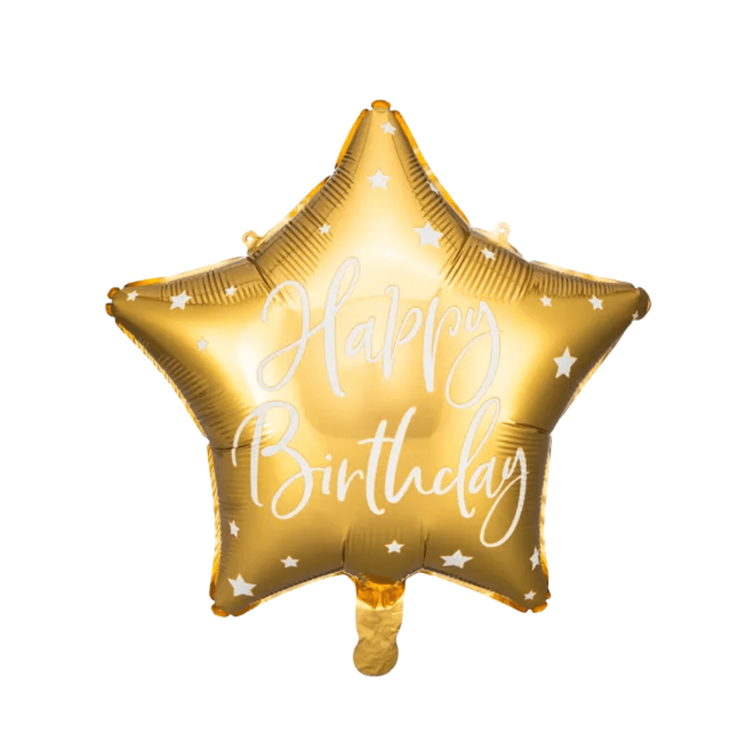 Stern - Folienballon Happy Birthday Gold - TwentyFourParty