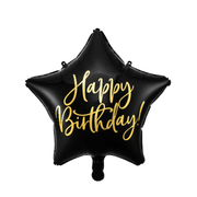 Stern - Folienballon Happy Birthday Schwarz - TwentyFourParty