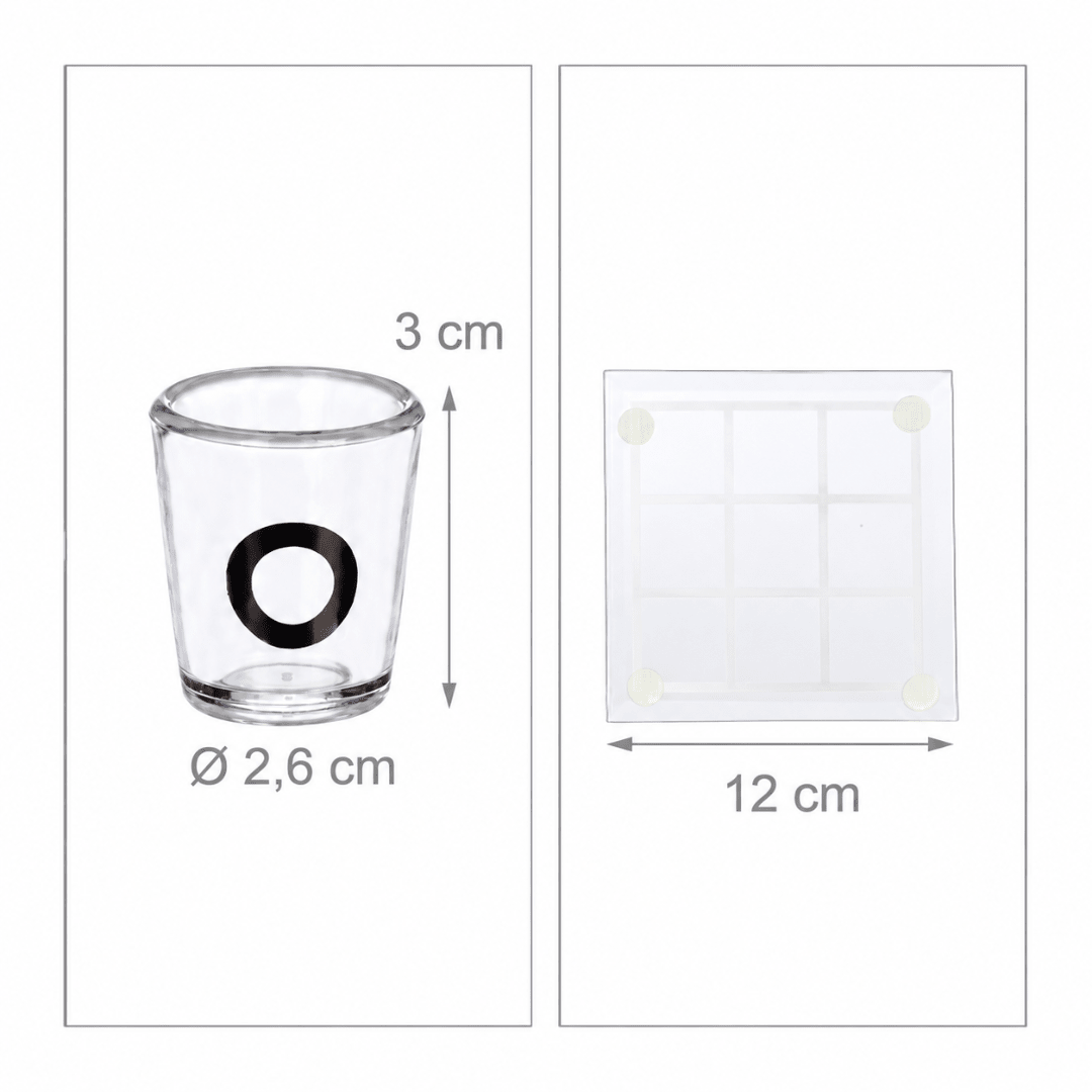 Tic Tac Toe Trinkspiel mit 9 Shotgläsern - TwentyFourParty