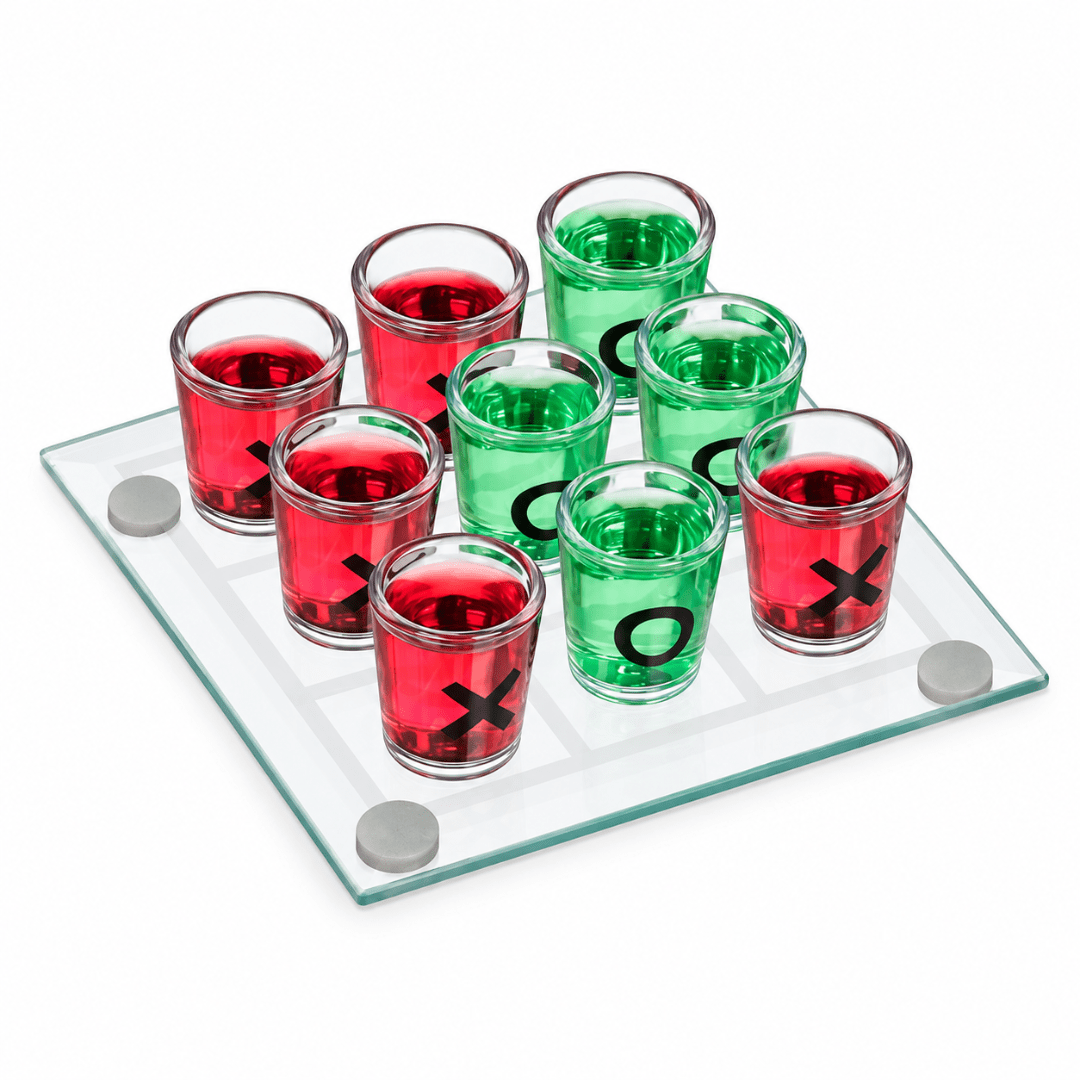 Tic Tac Toe Trinkspiel mit 9 Shotgläsern - TwentyFourParty