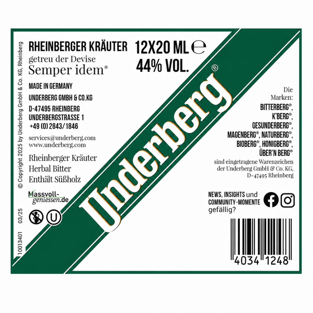 Underberg 12 x 2 cl – Kräuterbitter - TwentyFourParty
