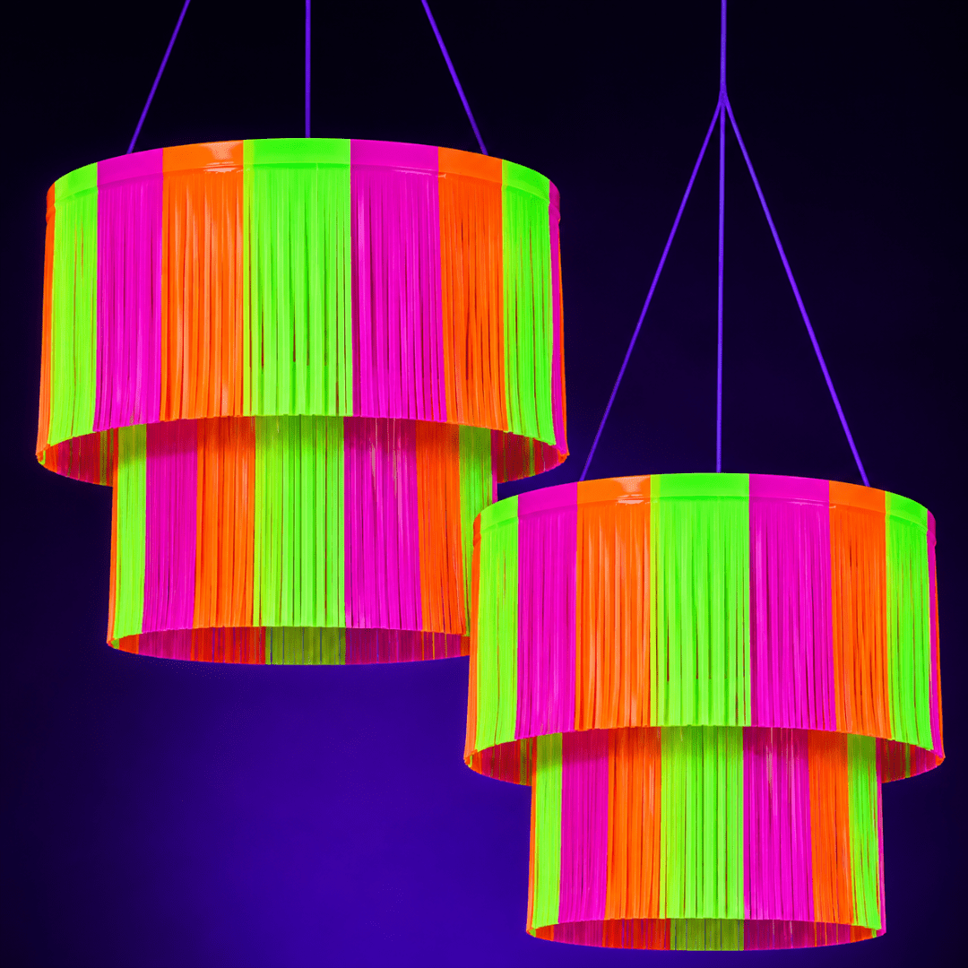 UV Neon Fransen Hängedeko 2er Set - TwentyFourParty