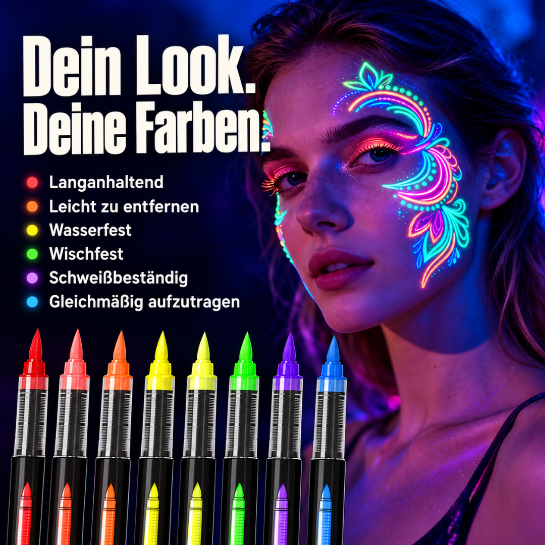 UV Neon Schminkstifte 8 Farben Set - TwentyFourParty