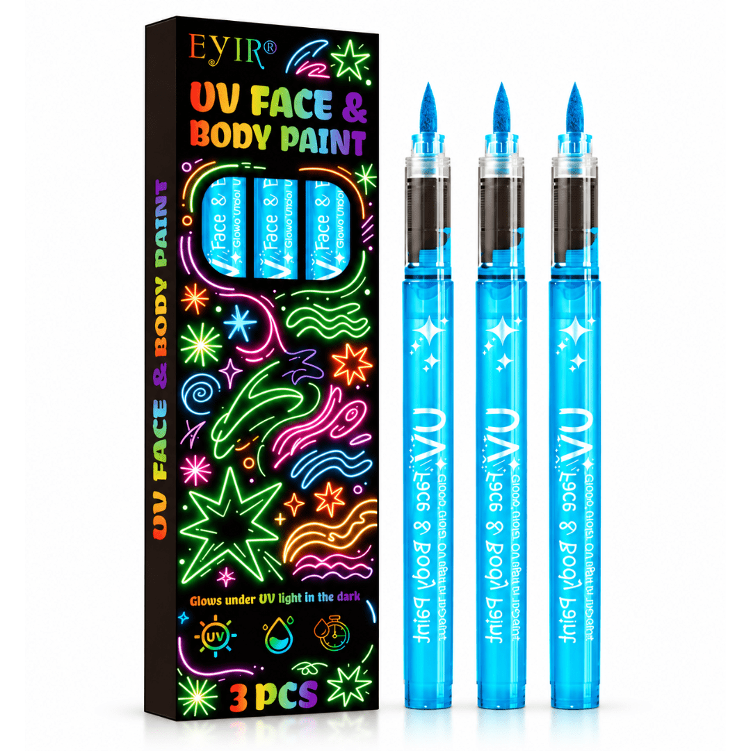 UV Neon Schminkstifte Blau 3er-Set - TwentyFourParty