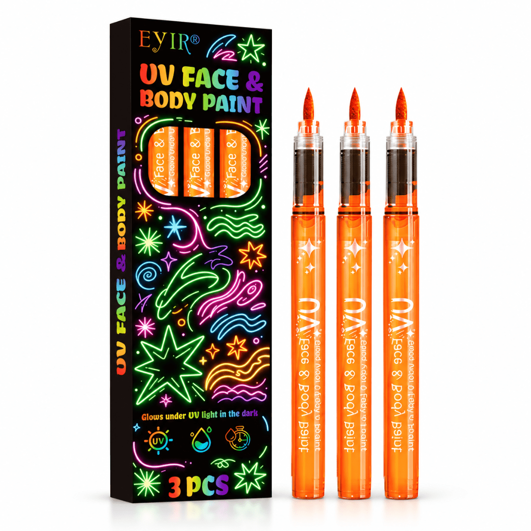 UV Neon Schminkstifte Braun 3er-Set - TwentyFourParty