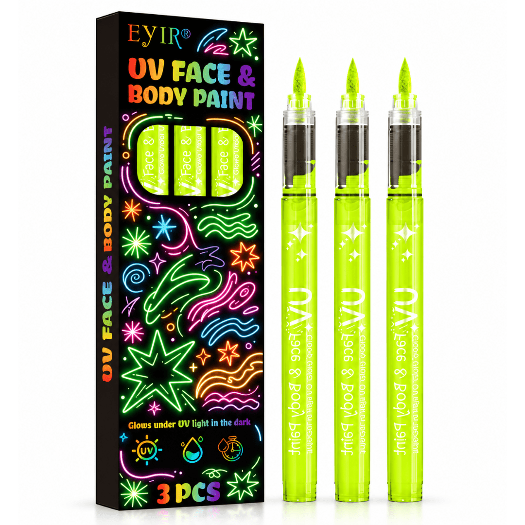 UV Neon Schminkstifte Gelb 3er-Set - TwentyFourParty