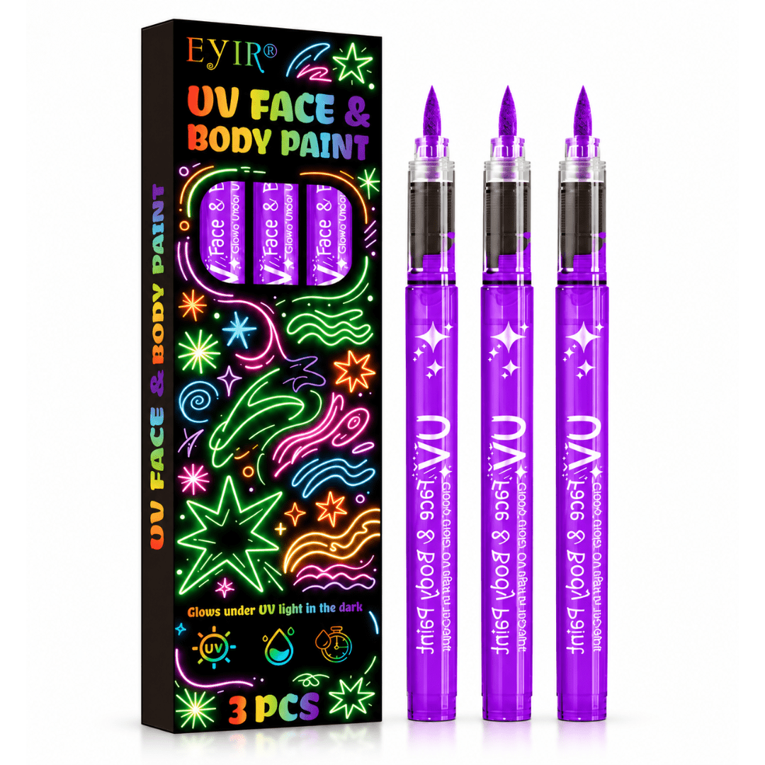 UV Neon Schminkstifte Lila 3er-Set - TwentyFourParty