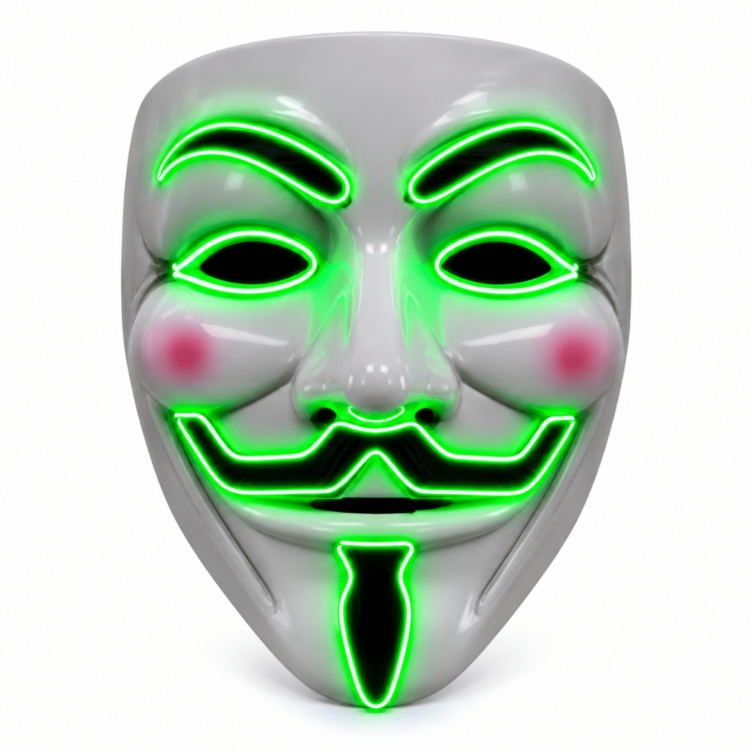 Vendetta LED-Maske Grün – Guy Fawkes EL Wire Leuchtmaske - TwentyFourParty