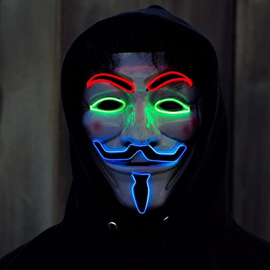 Vendetta LED-Maske Multi Colour – Guy Fawkes EL Wire Leuchtmaske - TwentyFourParty