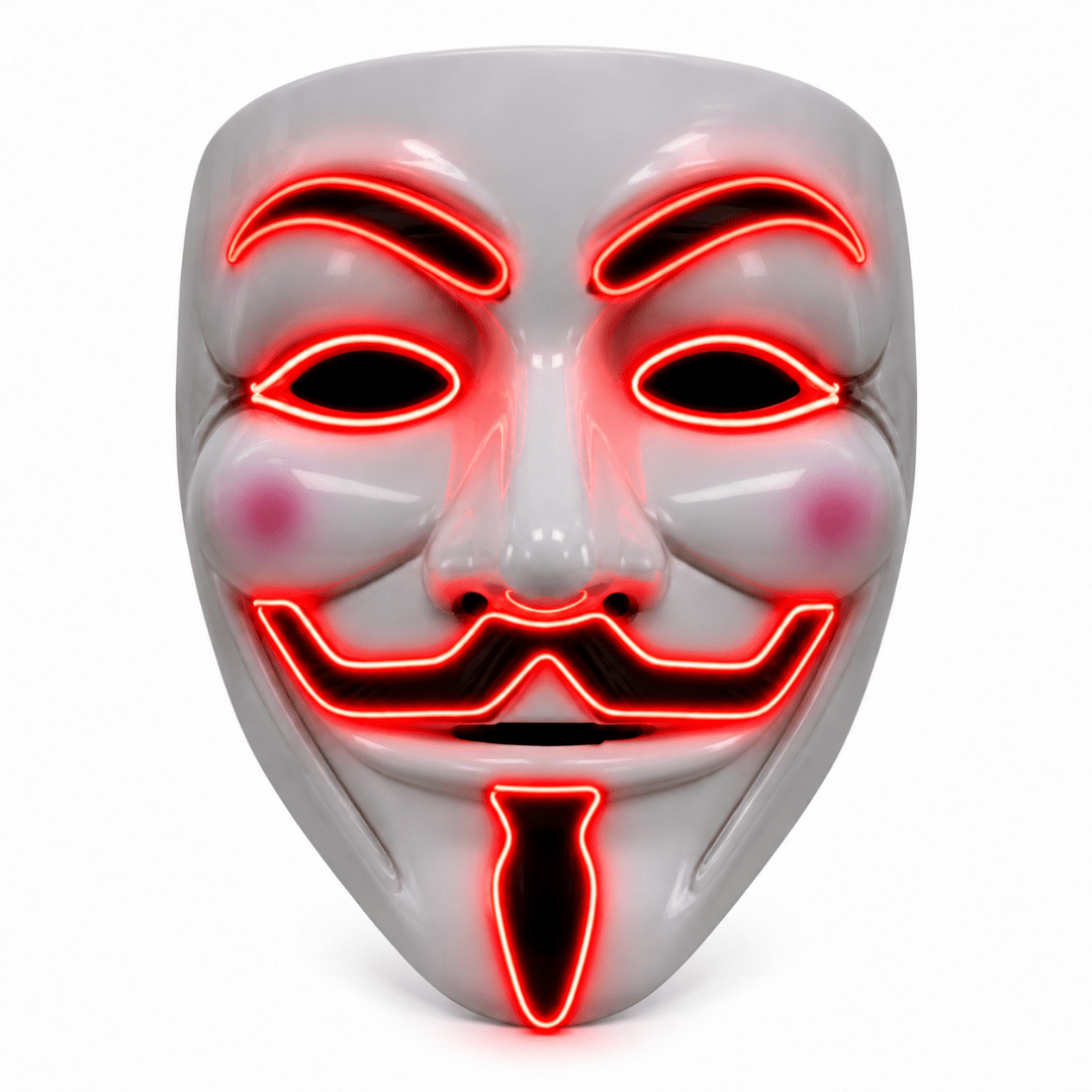 Vendetta LED-Maske Rot – Guy Fawkes EL Wire Leuchtmaske - TwentyFourParty