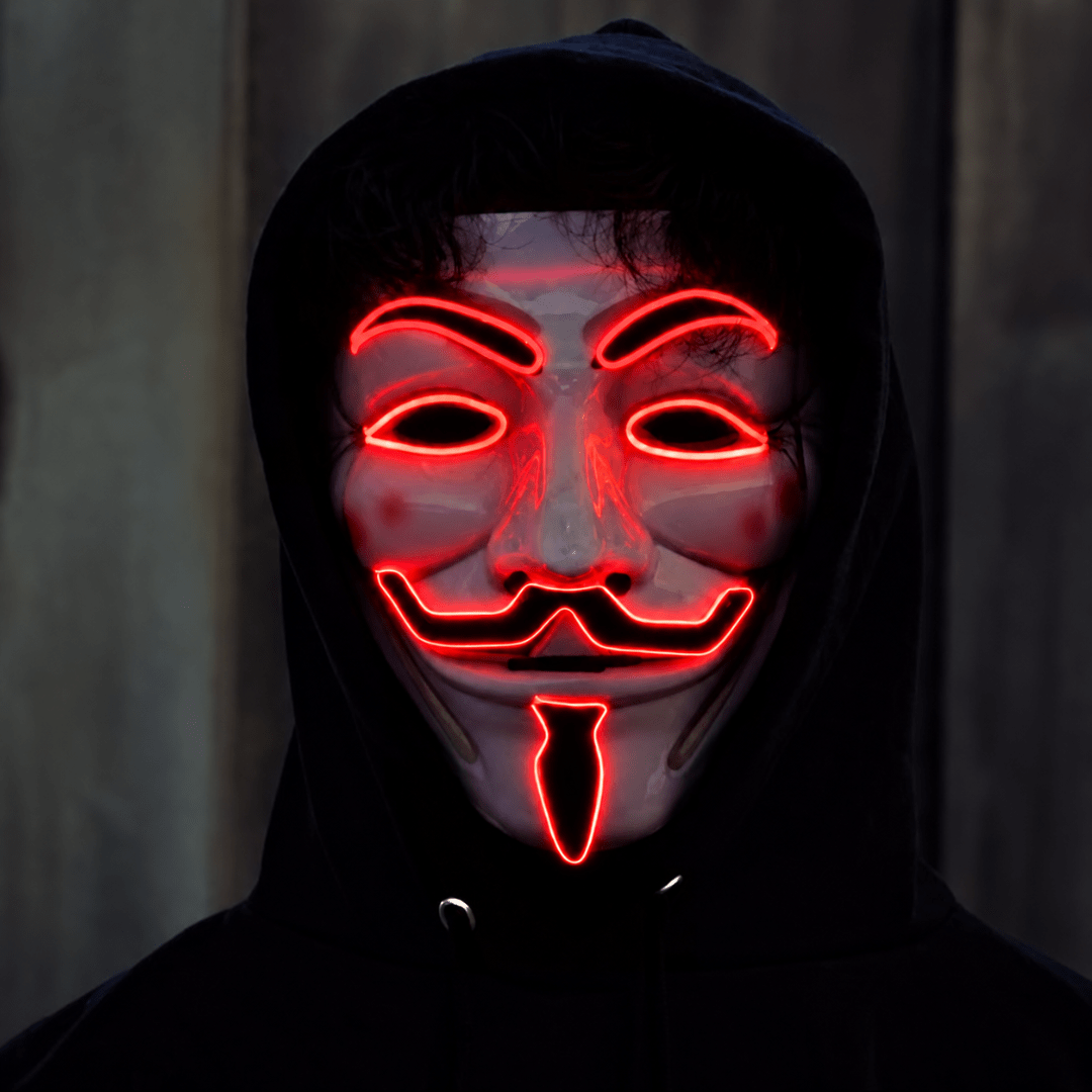 Vendetta LED-Maske Rot – Guy Fawkes EL Wire Leuchtmaske - TwentyFourParty