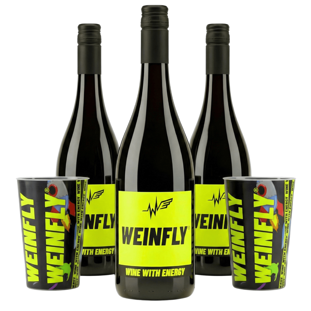 Weinfly 3x 0,75l + 2 GRATIS Becher - TwentyFourParty