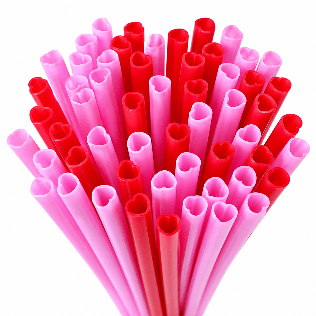 Wiederverwendbare Herz Trinkhalme Rosa & Rot 30er Set - TwentyFourParty