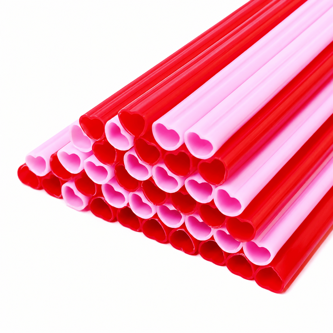 Wiederverwendbare Herz Trinkhalme Rosa & Rot 30er Set - TwentyFourParty